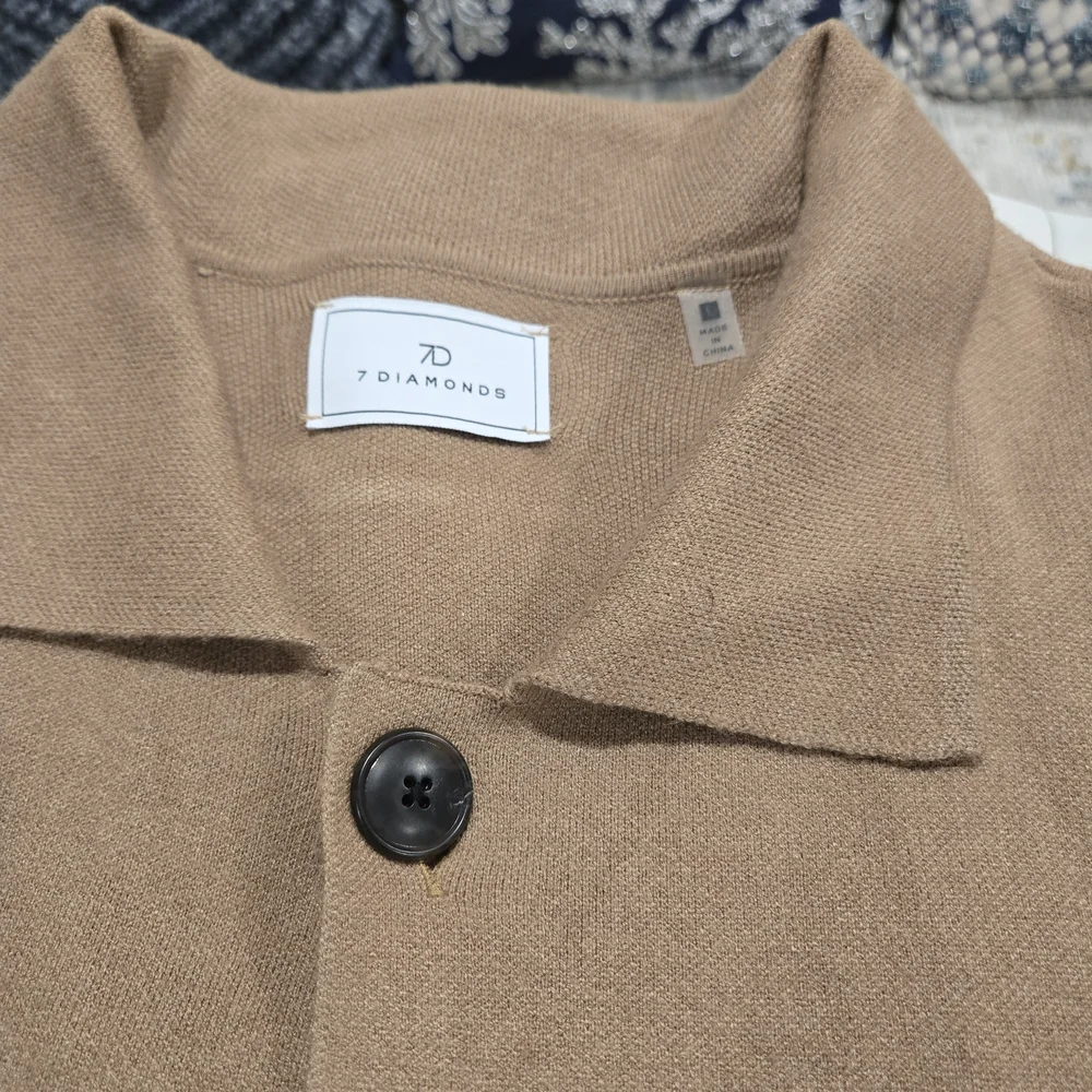 7Diamonds Sweater Cardigan Button Up Beige Stretch Soft Breath Button L NWT - Picture 9 of 16